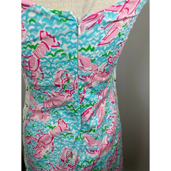 Lilly Pulitzer Delia Tie Lace Up Side Shift Dress Lobstah Roll Lobster Size 4 - Picture 10 of 14
